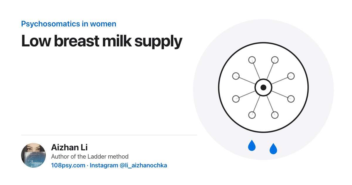 Psychosomatics of low breast milk supply (lactation): explained by Aizhan Li, author of the Ladder method